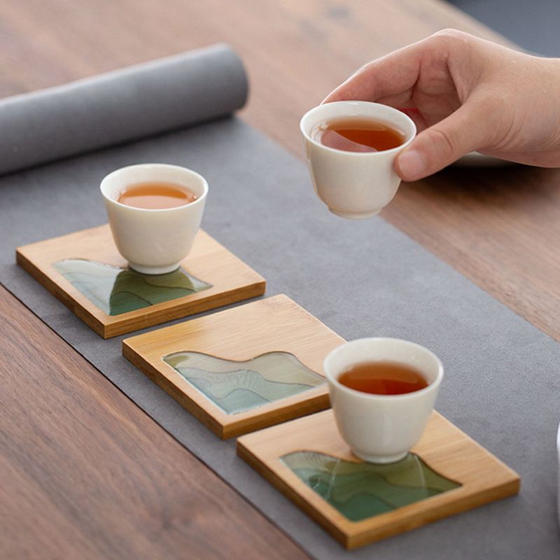 Chinois frais paysage caboteur napperon bambou caboteur résine moule ensemble plateaux à thé étanche isolation Pad antidérapant Table décor