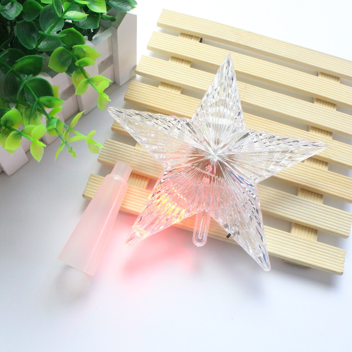 2PCS Color Changing Xmas Christmas Tree Topper Star Shiny Rotating Light Party LED Lamp Decoration