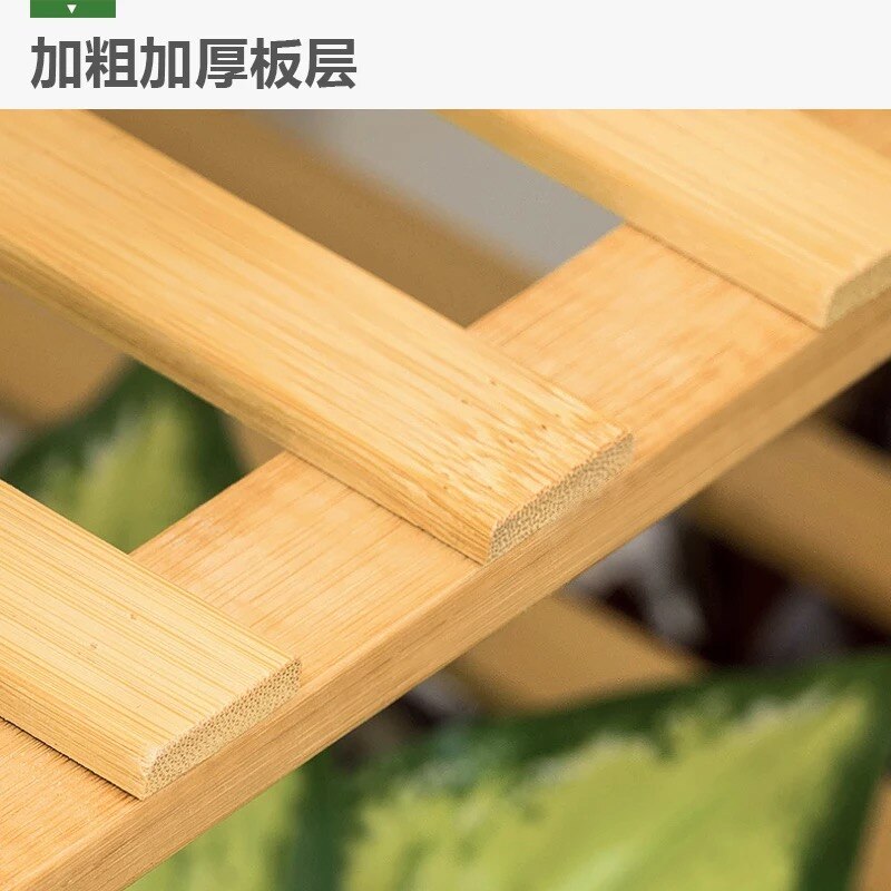 Woonkamer Partitie Bloem Plank Balkon Multilayer Vloer Combinatie Indoor Succulent Groene Dille Plant Massief Houten Bamboe Rek