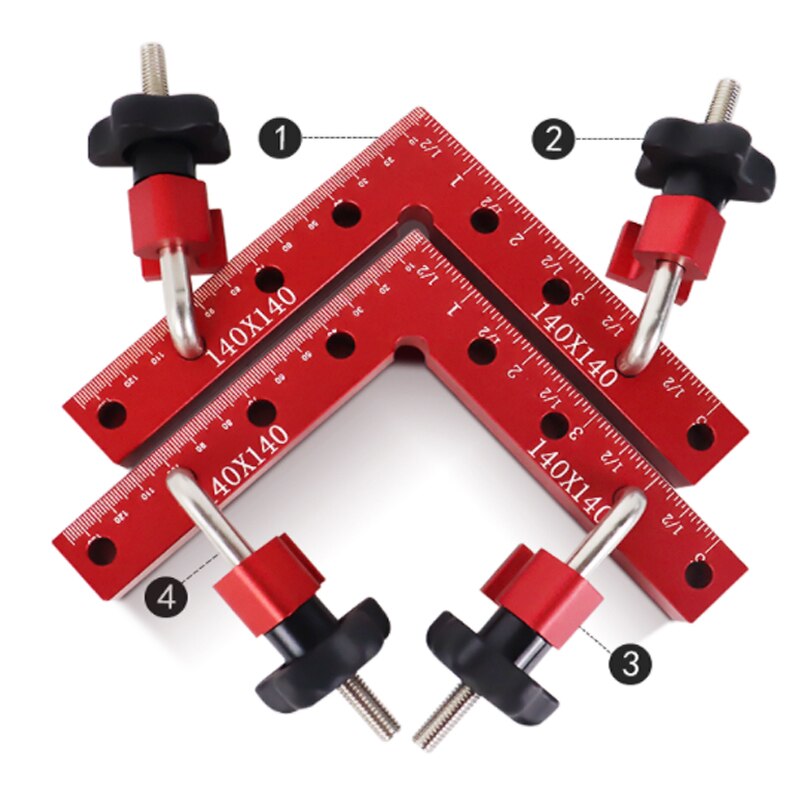 Woodworking Adjustable Corner Clamping Ruler Aluminium Alloy Right Angle Clamps L-Shaped Auxiliary Fixture Positioner Clips: type F set
