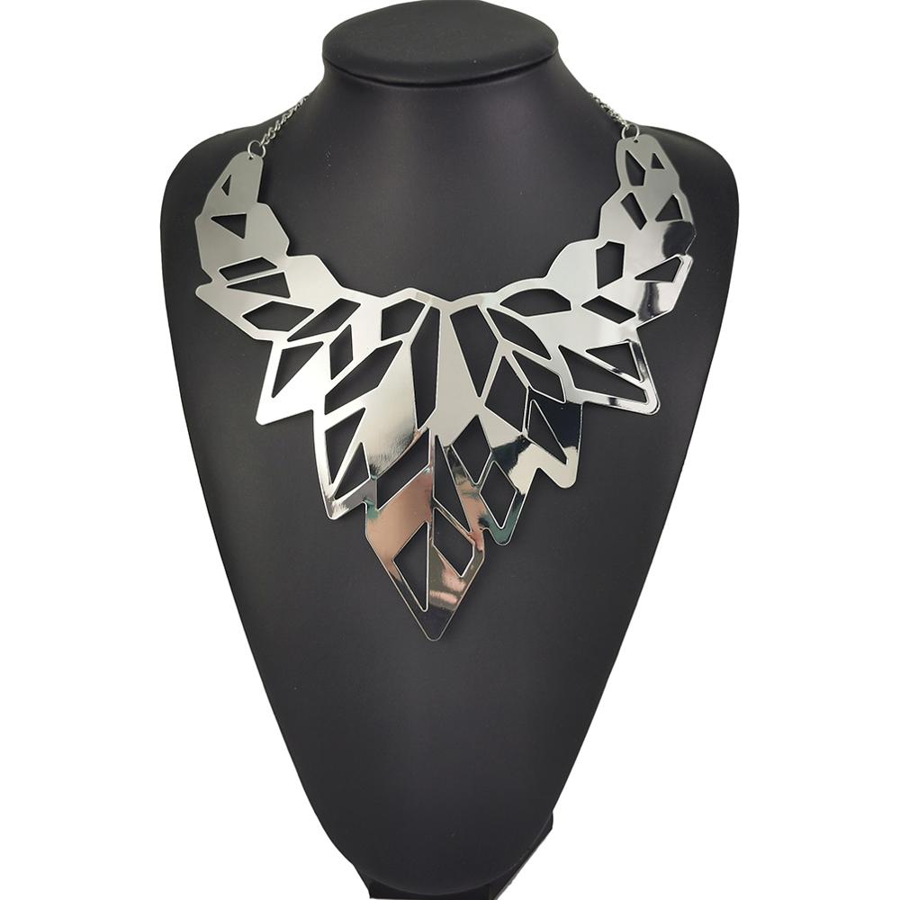 MANILAI Punk Alloy Torque Choker Necklaces For Women Maxi Jewelry Big Collar Statement Necklace Collier Femme: Silver 4679N