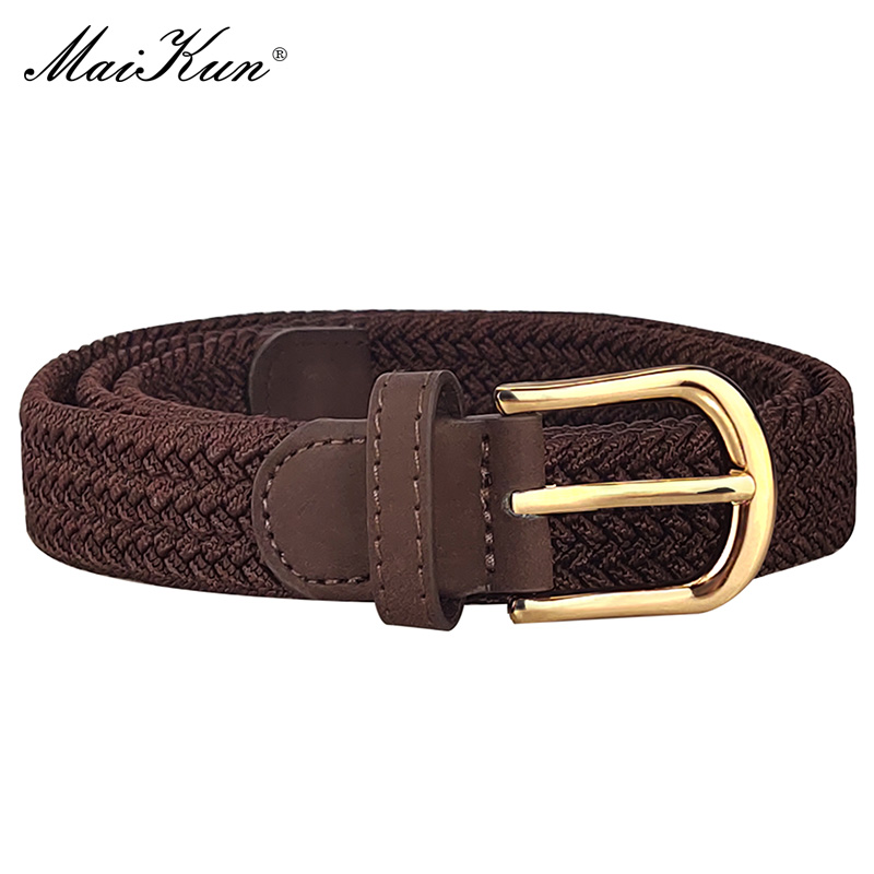 MaiKun Canvas Braided Belts for Women Adjustable Big Size Metal Pin Buckle Elastic Waistband Casual Style: green / 100cm