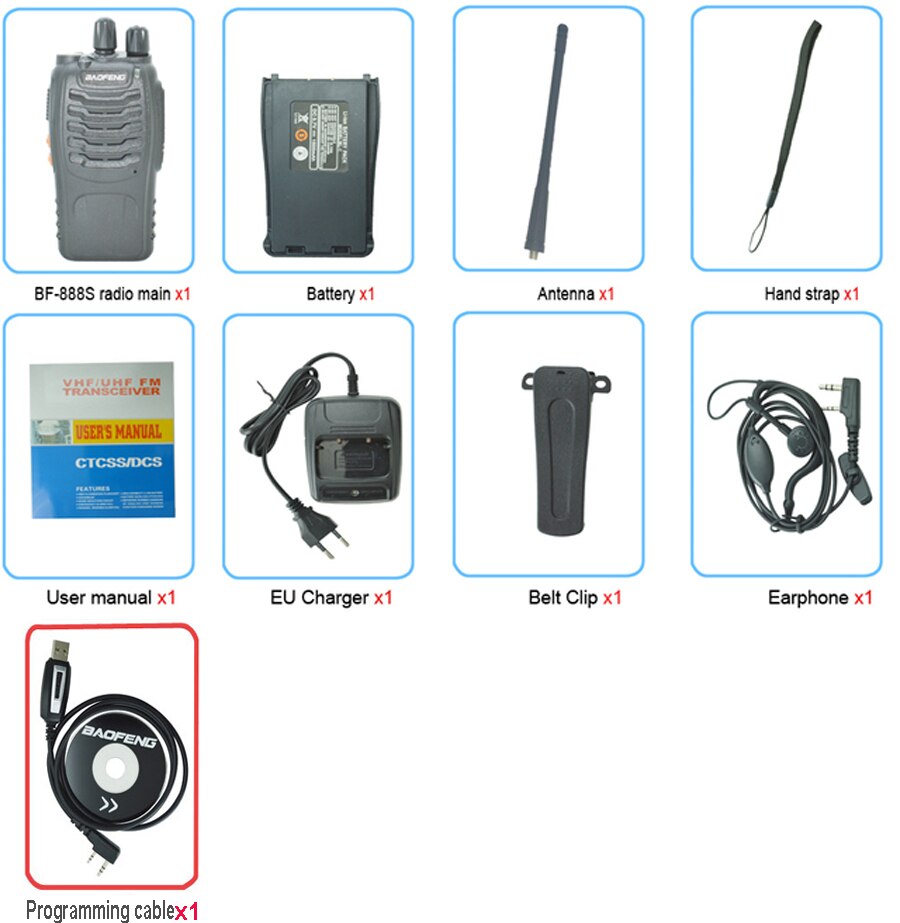 1 pz baofeng Walkie talkie BF-888S radio bidirezionale set BF 888s UHF 400-470MHz 16CH ricetrasmettitore Radio walkie-talkie BF888s: add programcable