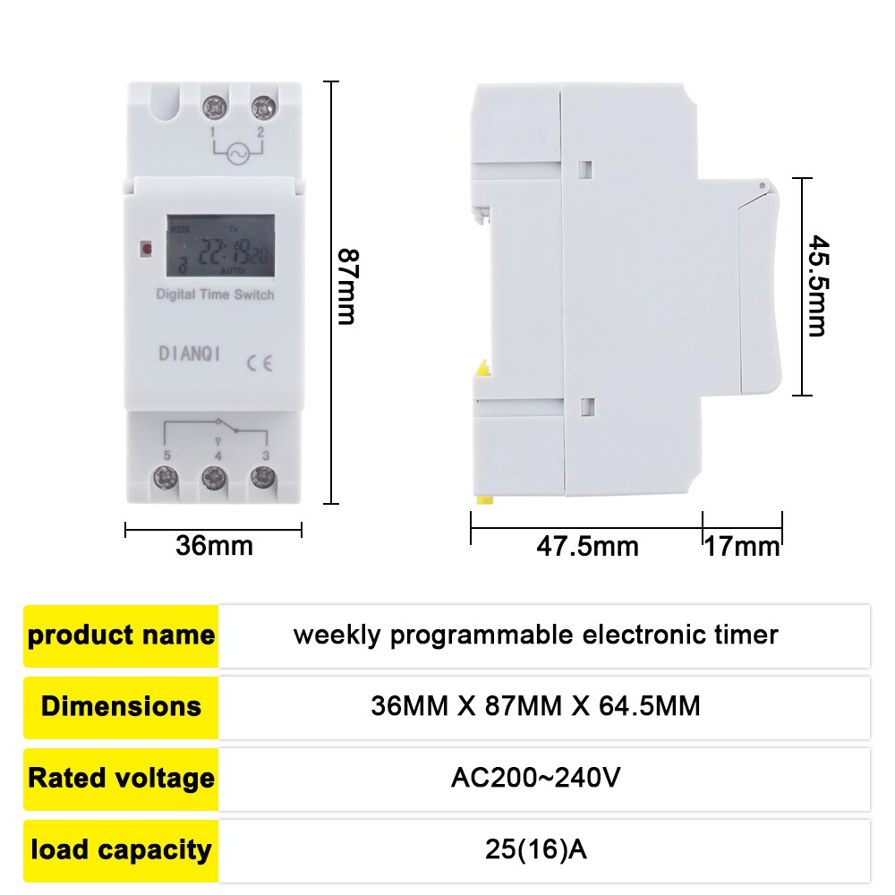 Timer Switch Din Rail Digitale TP8A16 Wekelijkse Programmeerbare Elektronische Microcomputer Schakelklok 220V 230V 6A-30A 12V Ac bell Ring
