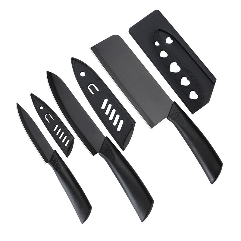 Chef Knife Stainless Steel Utility Paring Cutters Black Knife Cover Light Weight Rust-Proof Cutlery Kitchen Tools
