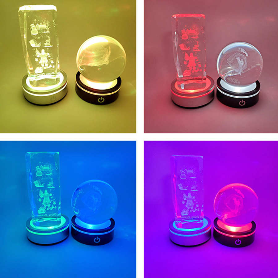 Base de lámpara de Base de Luz LED USB 3D Multicolor, soporte de cristal para decoración artística, soporte de exhibición, Base de lámpara