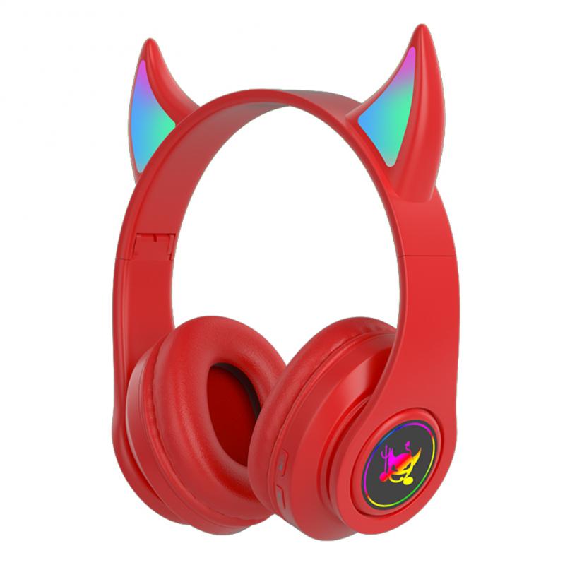 RGB Flashing Devil Ear Headphone Bass Demon Headset Bluetooth-compatible Noise Reduction With Mic For Kids Boys Music Game: 02