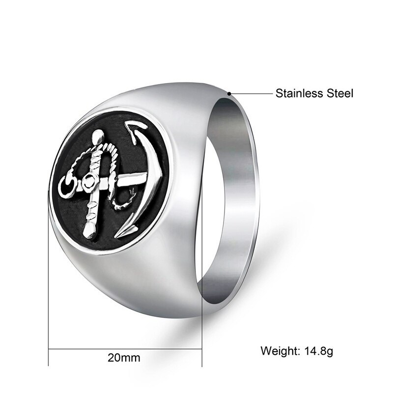 Trendy 316L Stainless Steel Viking Pattern Ring Men's Ring Ancho r-Pattern Ring Accessories Party Jewelry