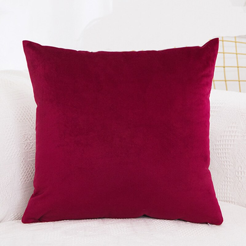 Velvet Cushion Cover Pillowcase Solid Color Pillow Case Decor Sofa Throw Pillows Room Pillow Cover Decorative 60x60: wine red9