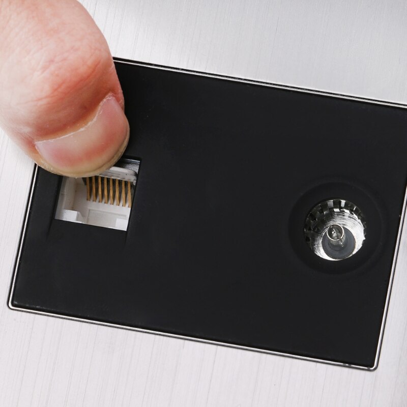 OOTDTY RJ45 Wall Internet Socket With TV Outlet Stainless Steel Brushed Silver Panel