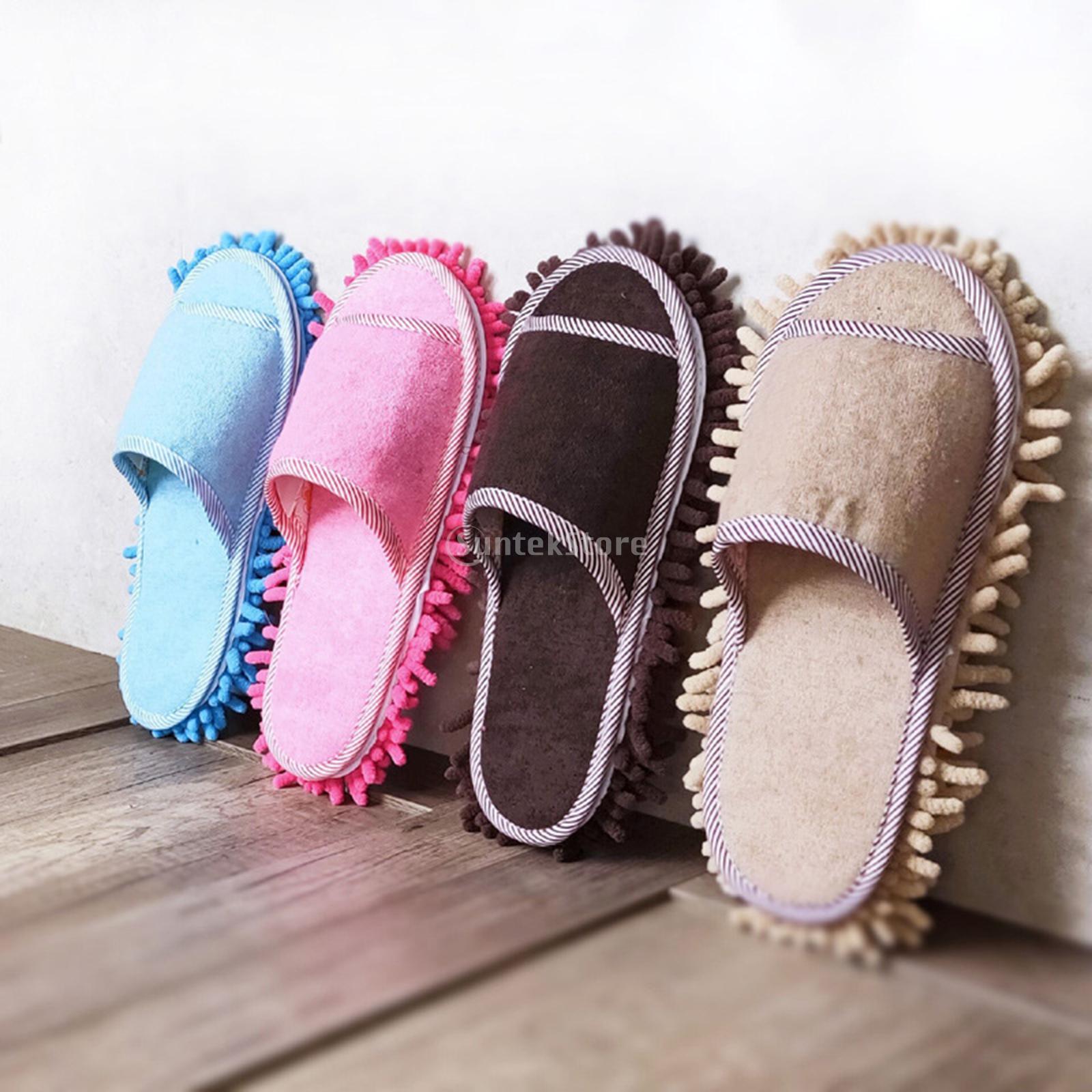 1 Pair Microfiber Mop Slippers Detachable Cleaning Tool for Home Dusting Moping Unisex Soft Brooms Household Washable Durable