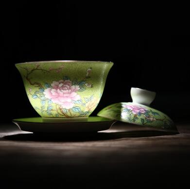Jingdezhen Ceramic Tea Tureen Hand-painted Gradient Silk Flower Cover Bowl Chinese KungFu Gaiwan Tea Cup Bowl Teaware: 3