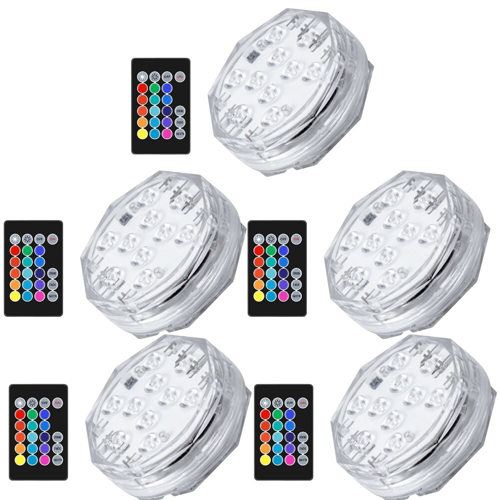 10Pcs Rgb Afstandsbediening Dompelpompen Licht IP68 Waterdichte Onderwater Licht Vijver Zwembad Decor Night Lamp Voor Aquarium: 5pcs