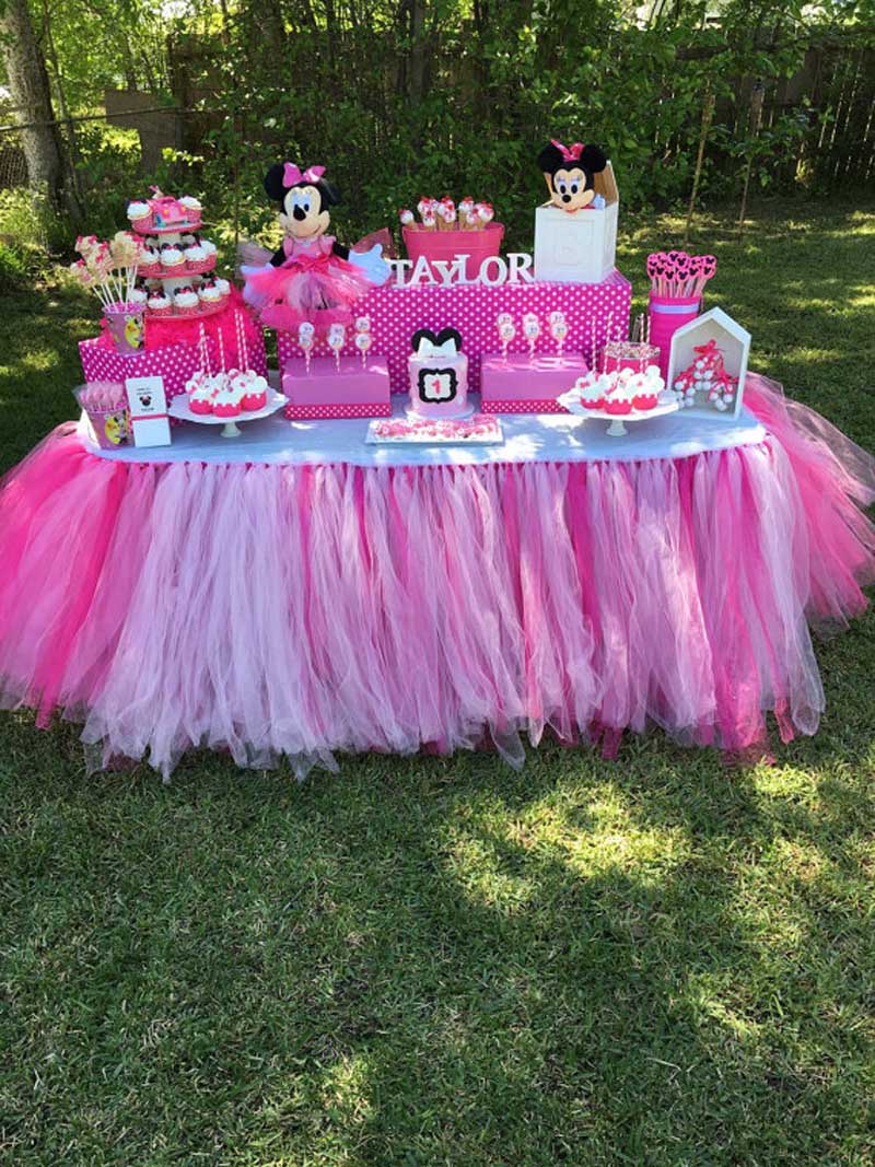 Wedding Party Tutu Table Skirt Tableware Cloth Baby Shower Party Home Decor Table Skirting Birthday Party 100x80cm: 3