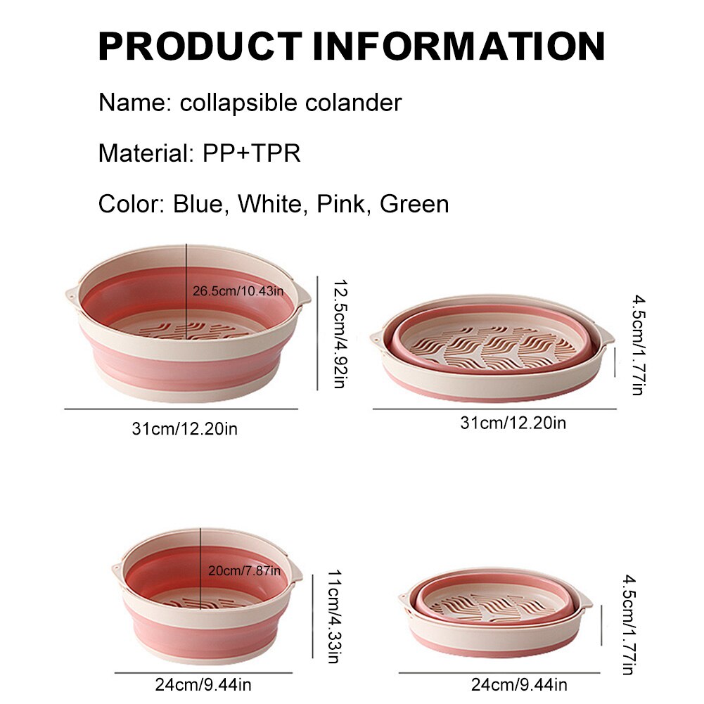 Double-Layer Kitchen Strainer Large Multifunction Drain Basket Foldable Kitchen Colanders Drain Basin Kitchen Utensils