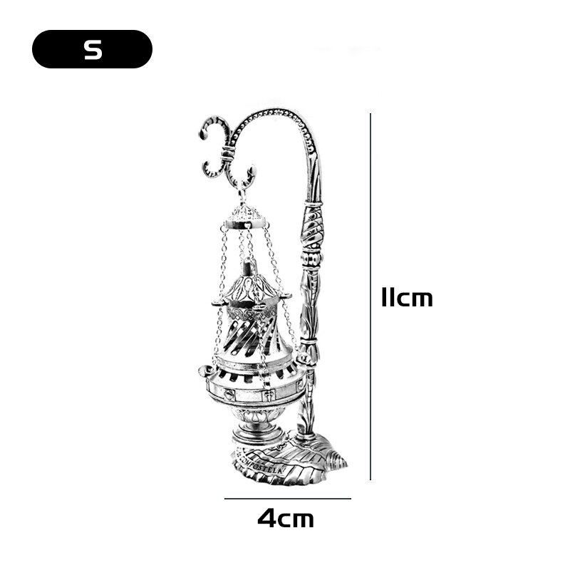 S/M/L Cross Censer Christian Church Incense Burner Religious Worship Utensils Orthodox Relics Crafts Chapel Ornament: S