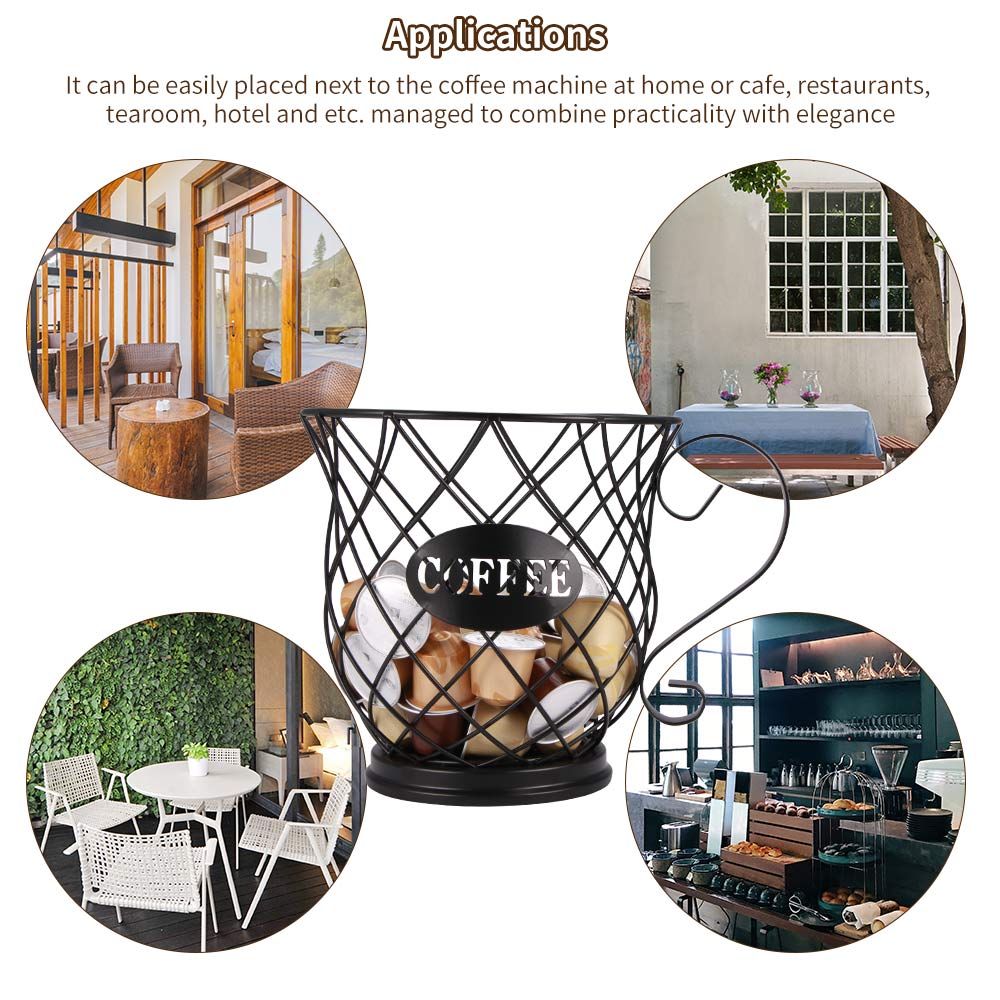 Universal Coffee Capsule Storage Basket Coffee Cup Basket Retro Pod Black Storage Basket Style For Family Cafe Restaurant