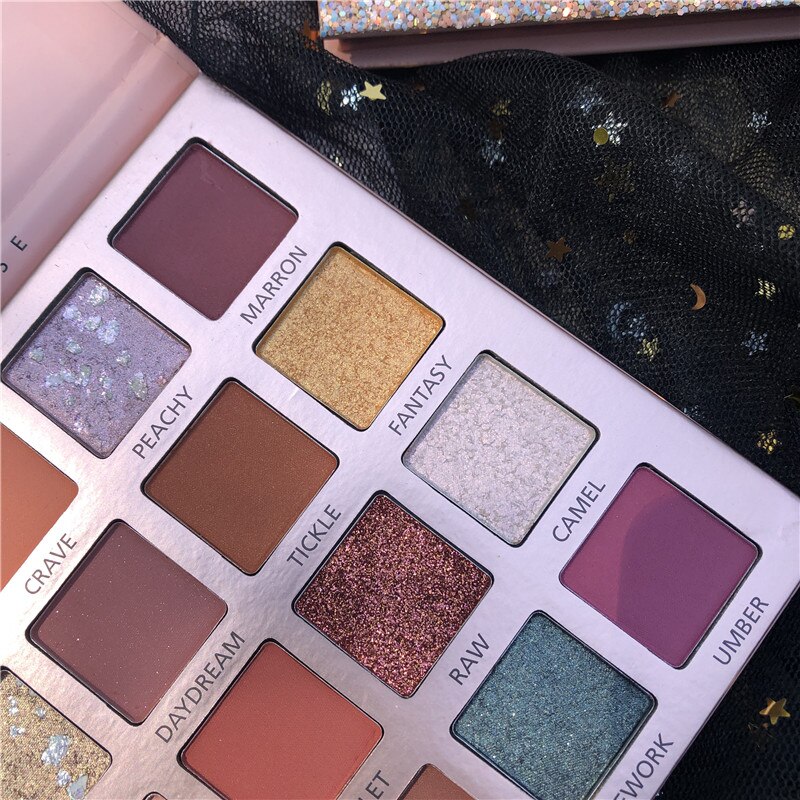 BEAUTY GLAZED Brand 16 Color Pressed Shimmer Matte Glitter Eyeshadow Diamond Rainbow Make Up Cosmetics Eye shadow Magnet Palette