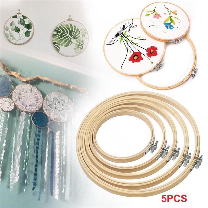 Retro DIY Sewing Embroidery Ring Hoop Wooden Embroidery Hoops Frame Set Bamboo Rings Cross Stich Household Sewing Tools
