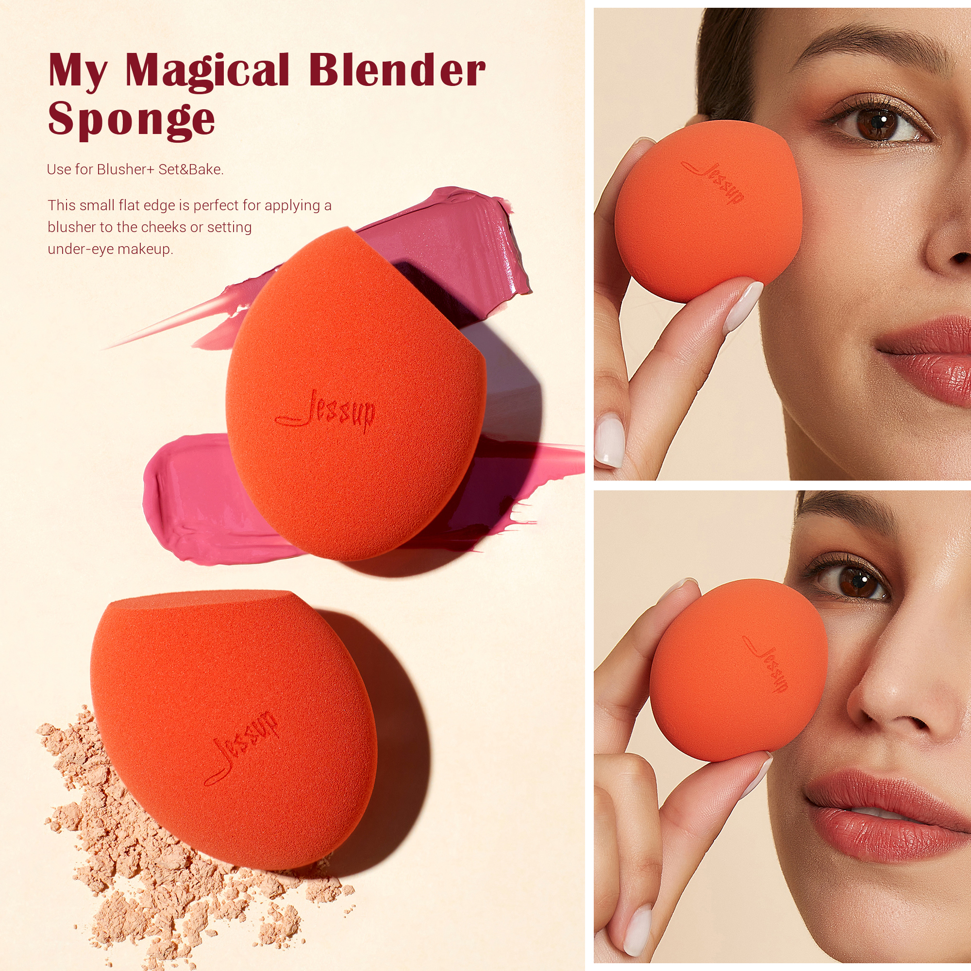 Jessup make-upborstelset met make-upspons, 3/7 stuks dubbelzijdige make-upborstel foundation blush oogschaduw met geschenkdoos