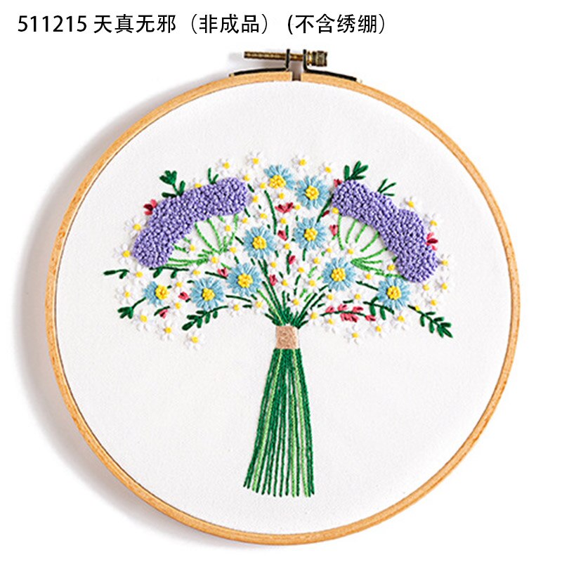 Gör-det-själv broderi kit blombukett mönster hantverk korsstygn material paket set dekor broderi båge sytillbehör: 511215
