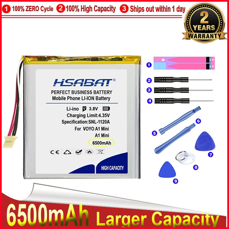 Hsabat 0- zyklen -6500 -mah-tablet-akku für voyo  a1 mini tablet-pc (ersatzakku)