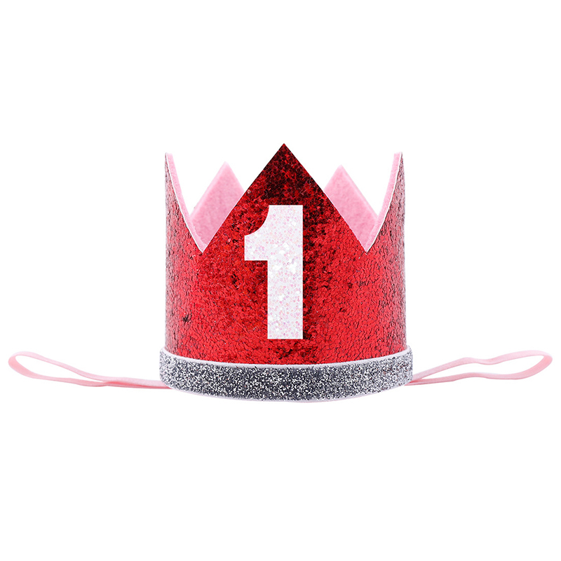 Baby Boy Girl First 1st Birthday Party One Three Eighteen Years Old Crown Pattern Children Hair Band Headband Prince Hat