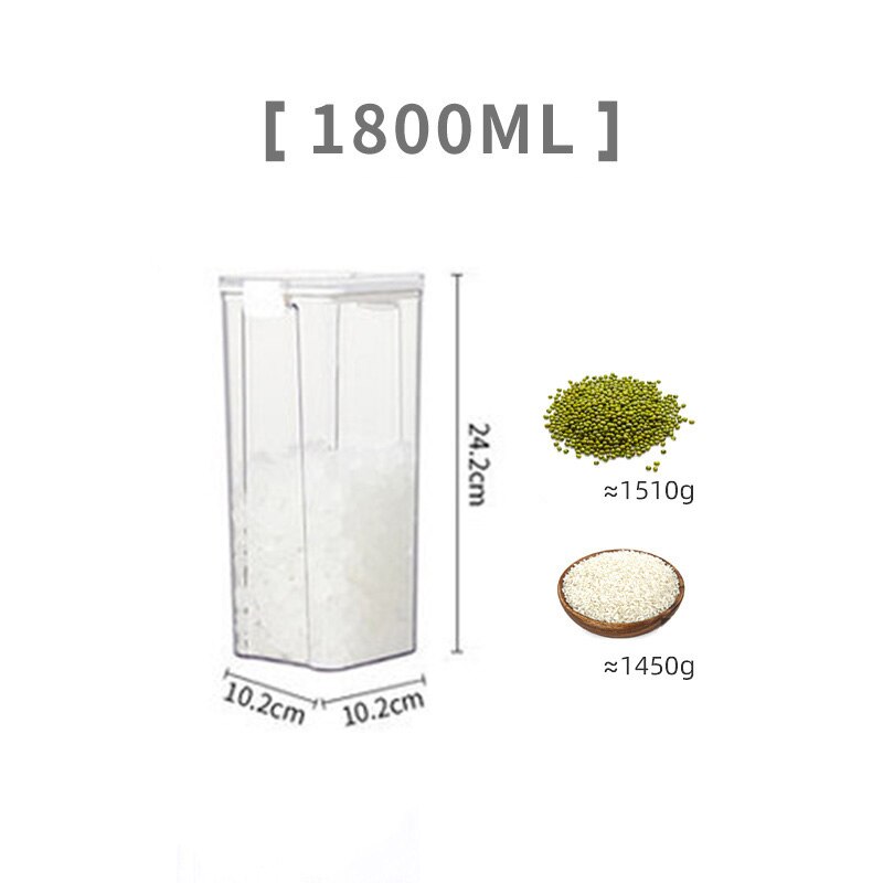 Airtight Food Storage Containers Set with Lids Plastic Dry Food Canisters for Kitchen Pantry Organization and Storage fridge can: 1800ml White Style A