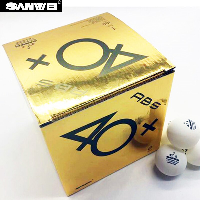 Sanwei 100 stuks materiaal ABS 40 + tafeltennis bal seamedwhite ping pong bal voor tafeltennis traing bal