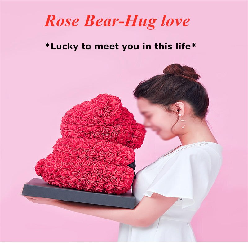 40cm with Heart Big Red Teddi Bear Rose Flower Puzzle Toys Artificial Decoration Christmas for Valentines