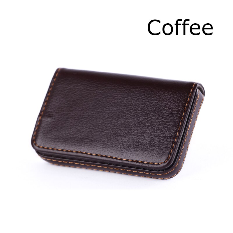Yuecimie Grote Capaciteit Unisex Visitekaartje Case Id Pouch Vrouwen Pu Lederen Card Box Man Credit Kaarthouder Zwart Bruin: Coffee