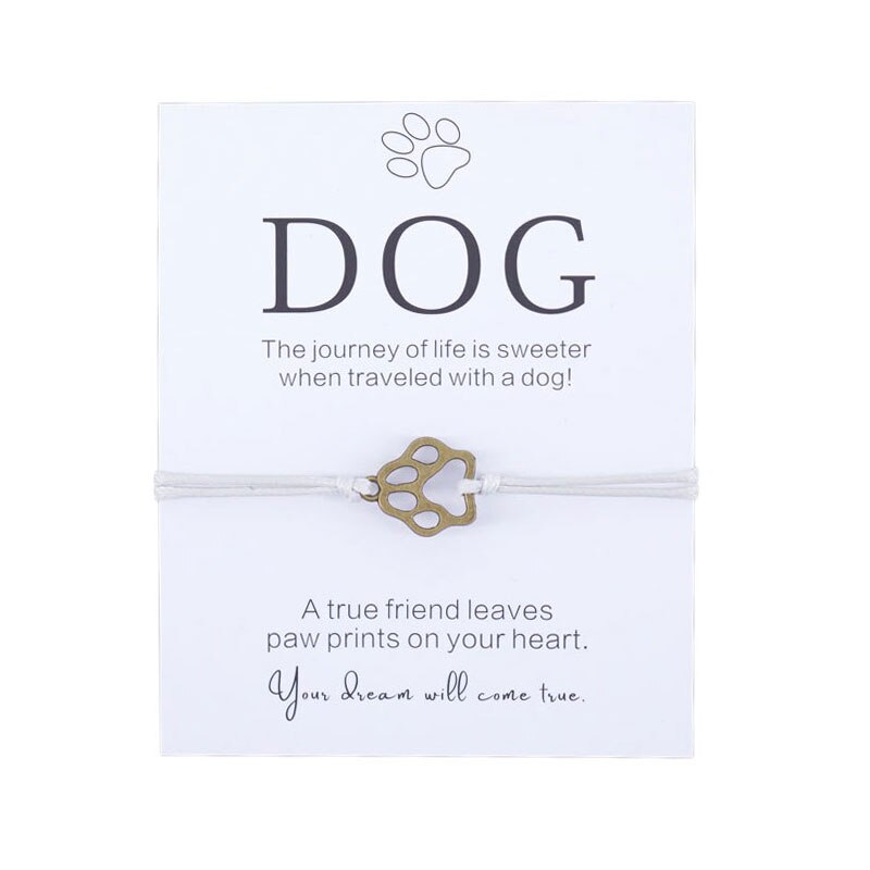 Pulsera de la amistad para él, brazalete con estampado de pata, para amantes de los perros, joyería de deseos, para padres y perros: Brown-Grey