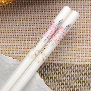 1 paio di bacchette in ceramica di design cinese bacchette cinesi in porcellana di osso di protezione ambientale lunghezza 25cm stoviglie: F