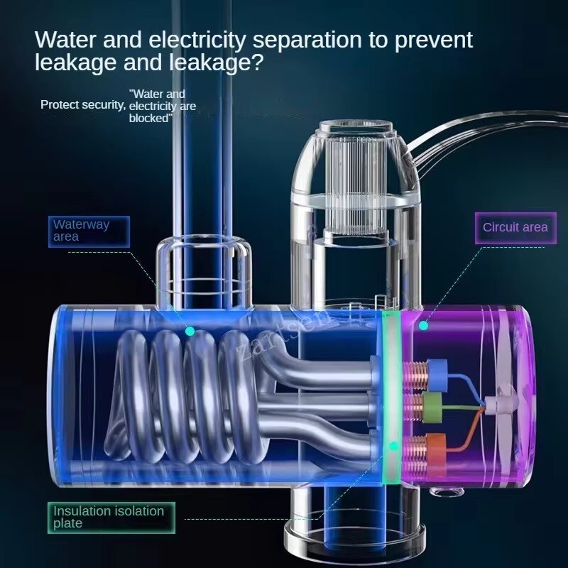 TouSuaRSi Elektrische waterkraan, 3300 W, 220 V, directe warme doorstroomboiler, badkamer, keuken, armatuur, 360 graden draaibare led, elektrische keuken, wastafel, waterkraan, direct warmwaterkraan