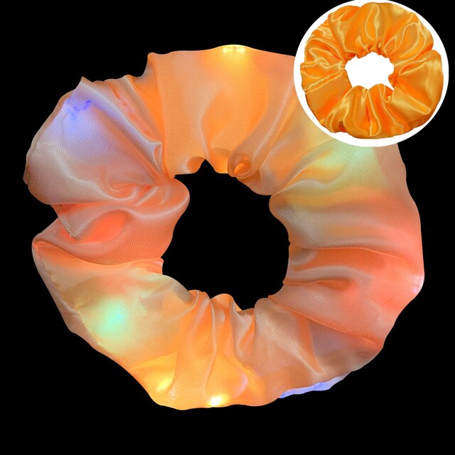1pc LED Luminous Women Girls Hair Rope Flashing Ponytail Holder Light Up Elastic Hair Bands Hair Accessories Glow Party Supplies: yellow