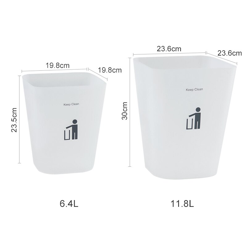 Plastic Square Trash Bucket Bin Office Bathroom Kitchen Trash Can