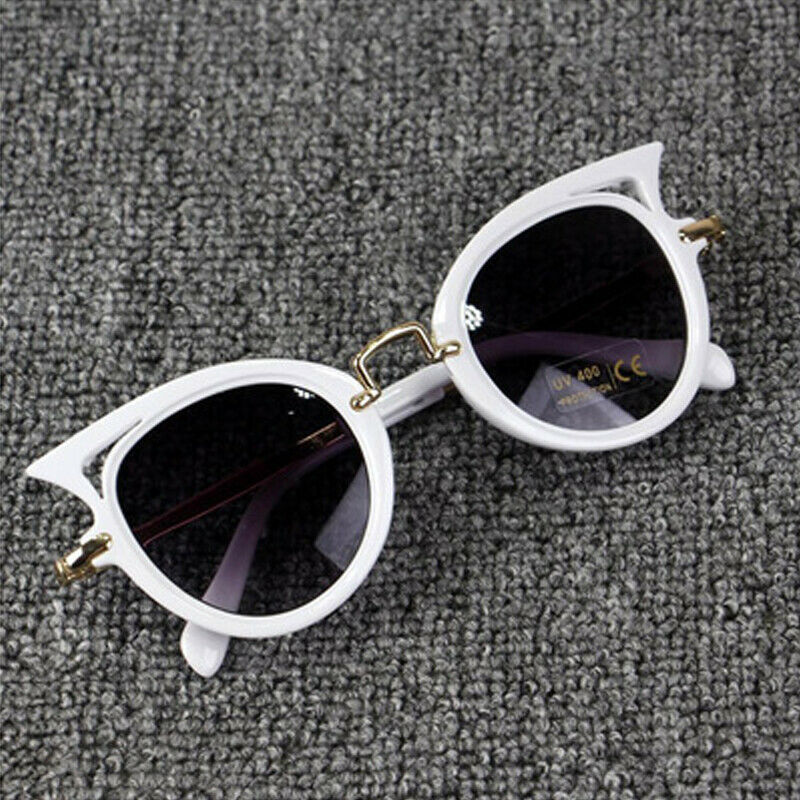 Baby solbriller tilbehør børnebriller dreng pige briller  uv400 beskyttelse udendørs kat solbriller: Hvid