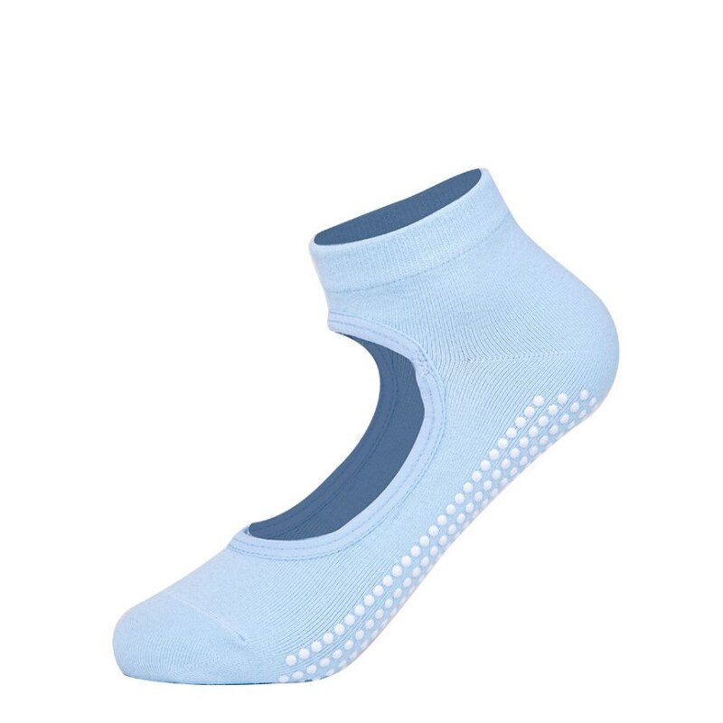 Calcetines antideslizantes de pilates para mujer, transpirables, para yoga, tobilleros para Ballet, baile, gimnasio y fitness: Azul cielo