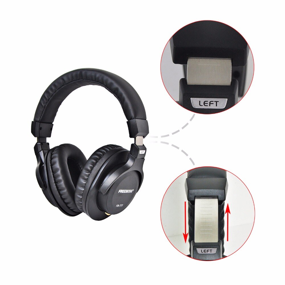 Tzt freeboss fb -777 hovedtelefon over-ear lukket stil headset aftageligt kabel 3.5mm stik 6.35mm adapter