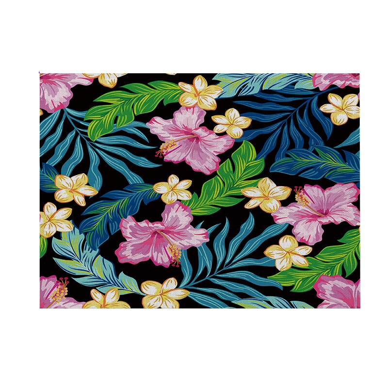 Geometrie Blumen Küche Tischset 42X32 Pflanzen Vogel Dekorative Baumwolle Leinen Tisch matt Westlichen Tischset Getränke Bahn Wasserdicht: 011