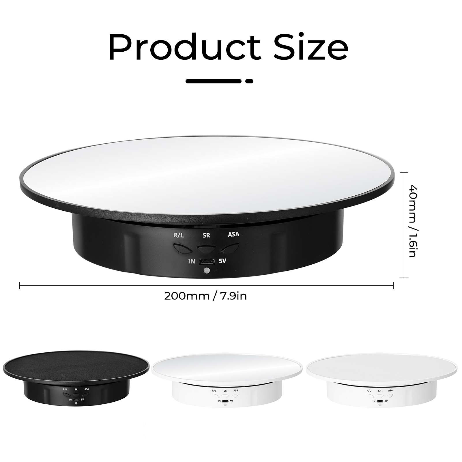 Présentoir rotatif électrique à 3 vitesses, plateau tournant à 360 degrés, porte-bijoux, batterie/alimentation USB pour photographie