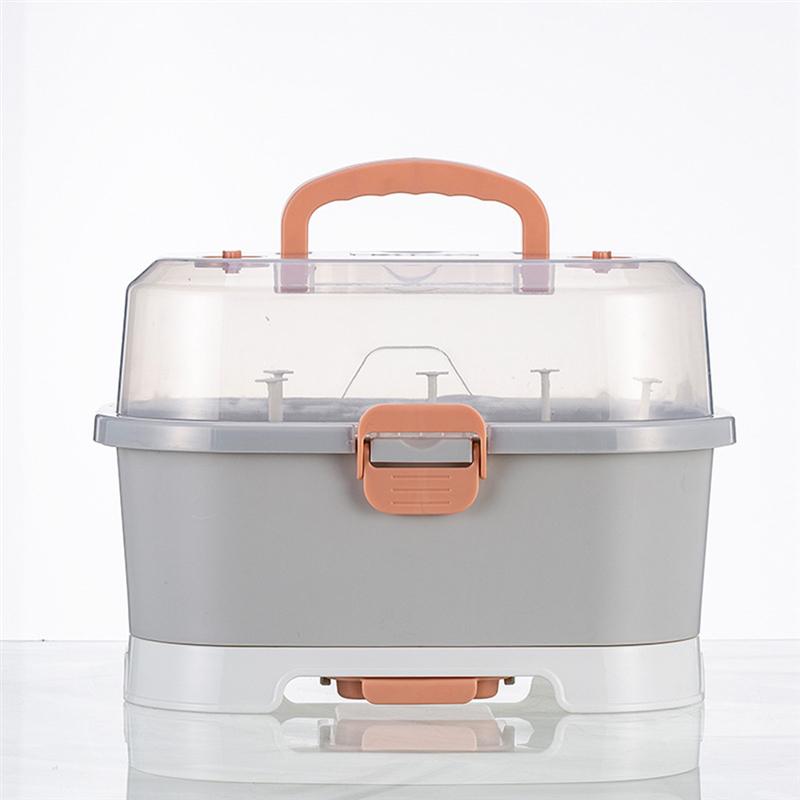 Portable Baby Milk Bottle Storage Box Drying Rack Plastic Tableware Dry Case Dustproof Feeding Storage Cupboards Container