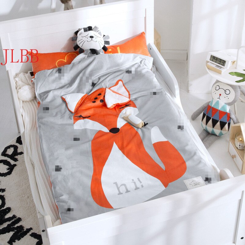 Home bed baby sleeping bag 100% Cotton + soft fleece Boy Girl Child fleabag AB side fox bear mothercare kids body cover 70*150cm