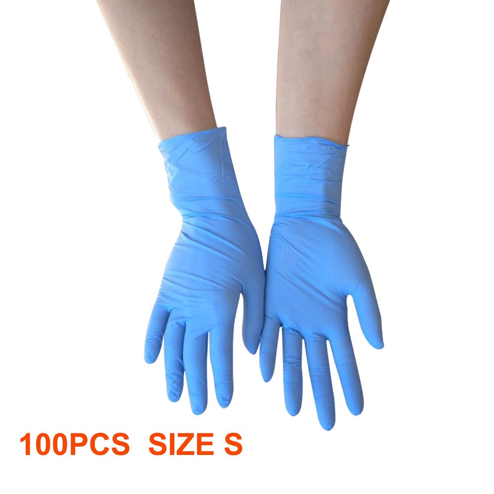 100 stk. nitril latex engangs husholdnings latex handsker engangs sikkerhedshandsker mad handsker til venstre og højre rekawiczki nitrylowe: 100 stk s størrelse