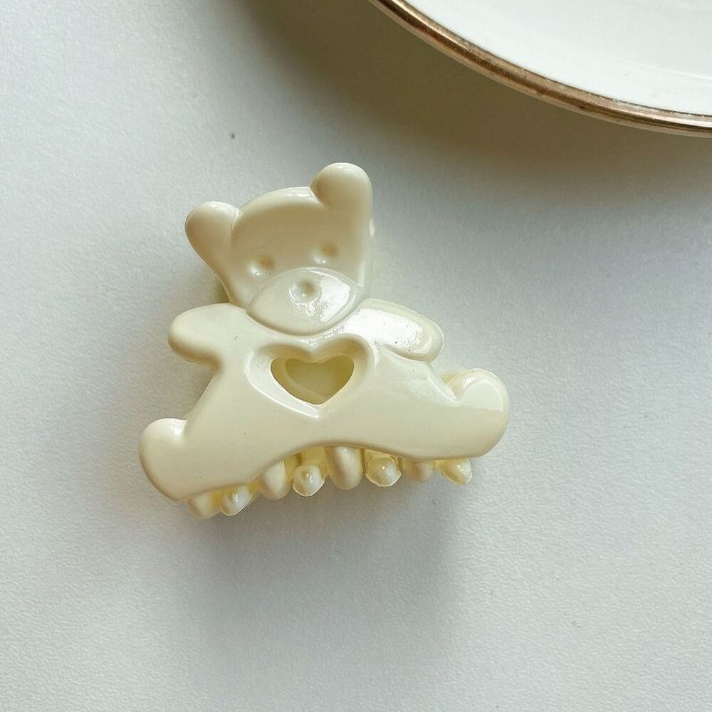 2Pc Koreaanse Kawaii Beer Haar Clip Klauw Klem Voor Vrouwen Meisjes Kids Haarspeld Krab Hoofdband Haar Washface Accessoires hoofddeksels: 2PC white