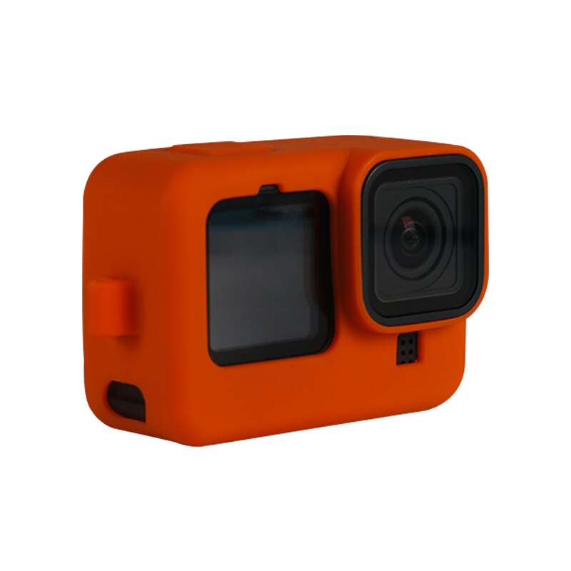 Housse de protection en Silicone pour caméra GoPro Hero 9, étui à manches noires, cadre avec lanière, accessoire,: Orange