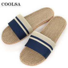 COOLSA Neue Männer Leinen Hausschuhe Streifen Hanf kippen-Flops Flachen, Nicht-Unterhose Sandalen Hause Hausschuhe Männlichen lässig drinnen Flachs heißer Strand Schuhe