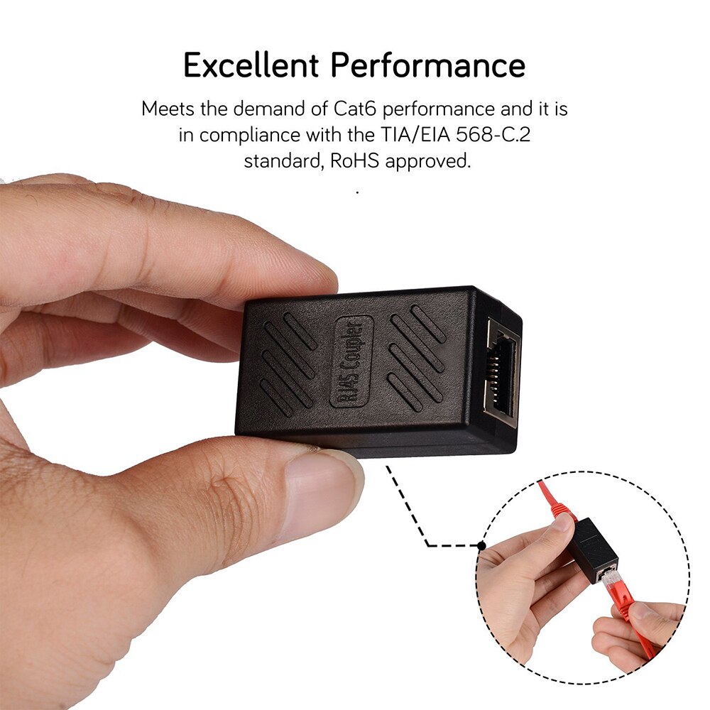 RJ45 Connector Inline LAN Plugs Ethernet Cable Extender Adapter for Cat5 Cat5e Cat6e Cat7 Adapter Female to Female