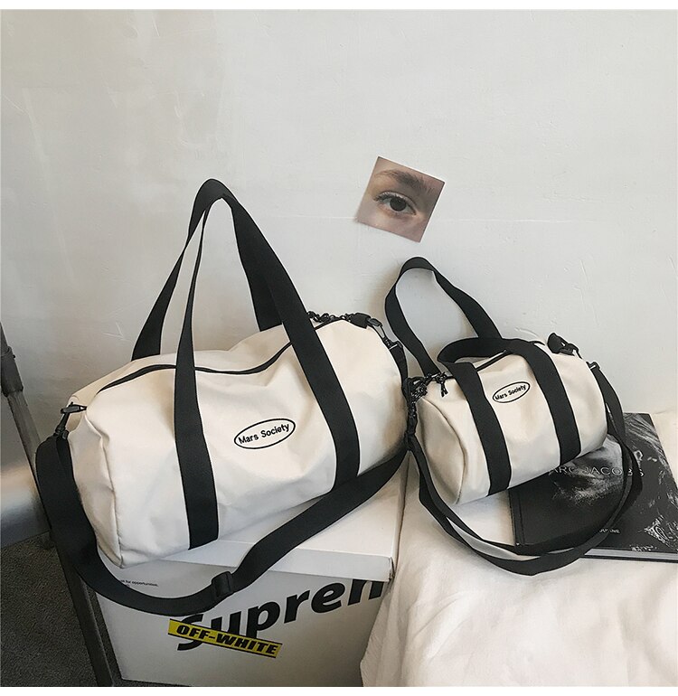 Original Handbag Duffel Bag Couple Travel Bag Large Capacity Sports Training Gym Bag Lightweight Short-distance Bag: White / L42cmx25cmx25cm