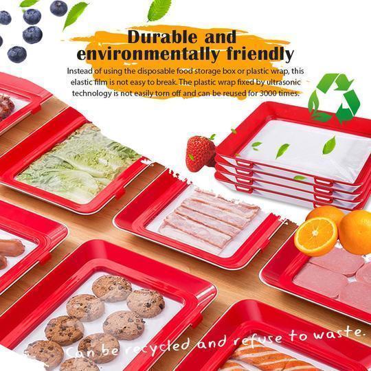 Rectangular Food Preservation Tray Stackable Food Fresh Tray Magic Elastic Fresh Tray Reusable Food Storage Container